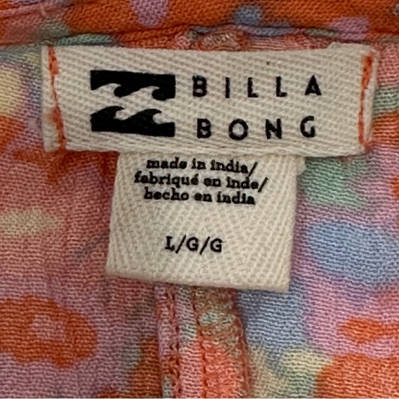 Billabong All For You Wrap Dress Floral Soft N Peachy Mini Flutter Sleeve Large - Picture 9 of 11